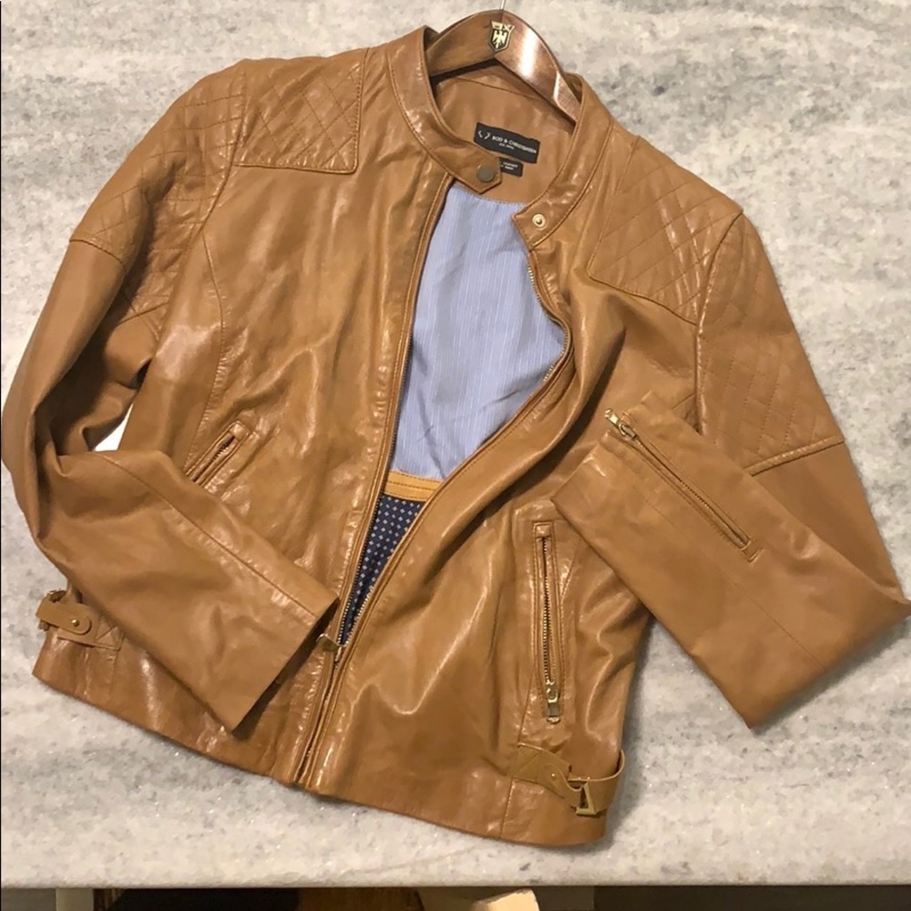Genuine leather light brown /tan jacket